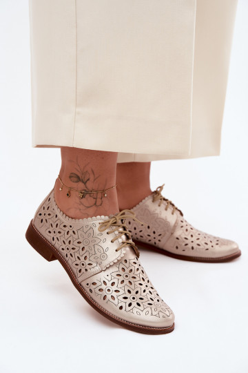 Pealhk jalatsid Pealiste omad Ažuurne laiade nööridega Zazoo 4156 Kuldset värvi 2