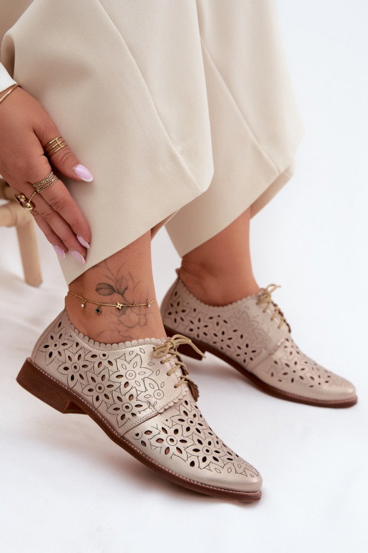 Pealhk jalatsid Pealiste omad Ažuurne laiade nööridega Zazoo 4156 Kuldset värvi