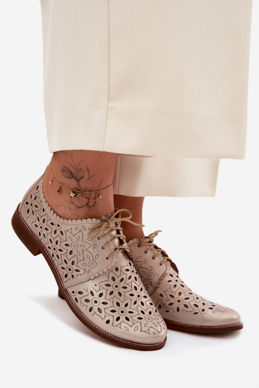 Pealhk jalatsid Pealiste omad Ažuurne laiade nööridega Zazoo 4156 Kuldset värvi