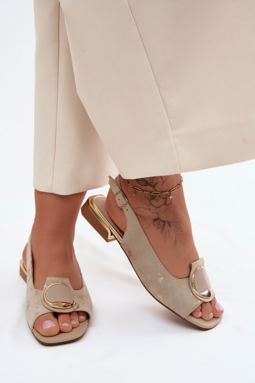 Pealistesandaalid laiade nööridega kaunistustega Kuldset värvi Glima