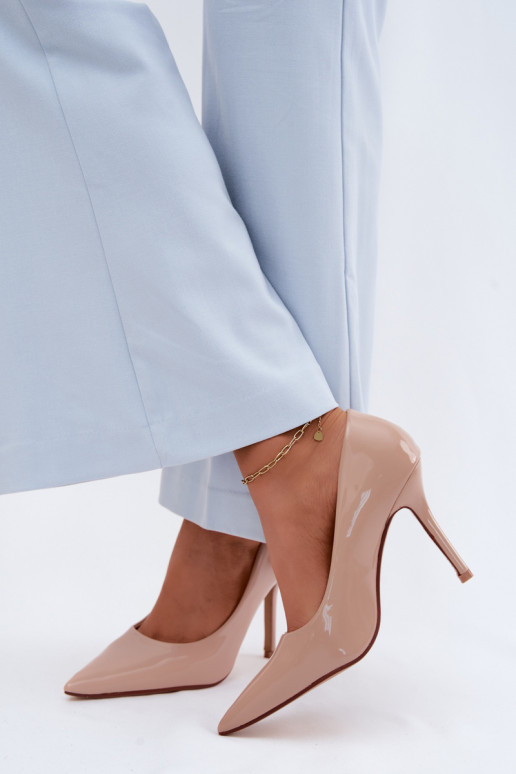 Klassikalised lakitud kõrged kontsadImitacji Skóry beeži värvi Odira