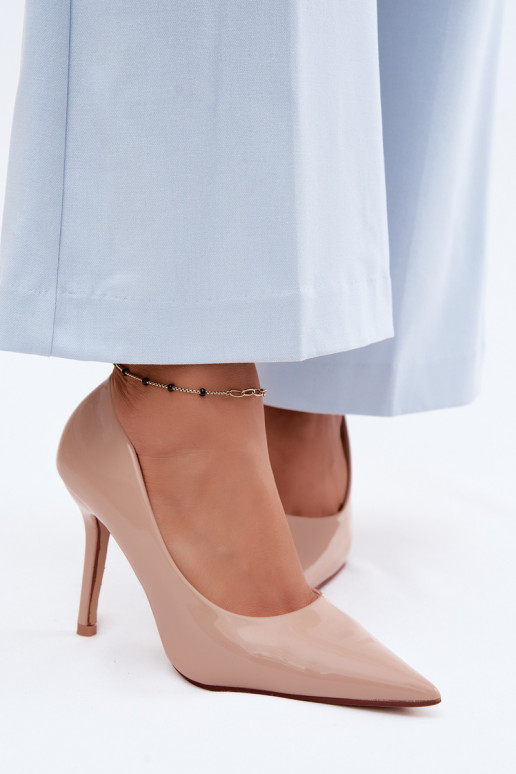 Klassikalised lakitud kõrged kontsadImitacji Skóry beeži värvi Odira