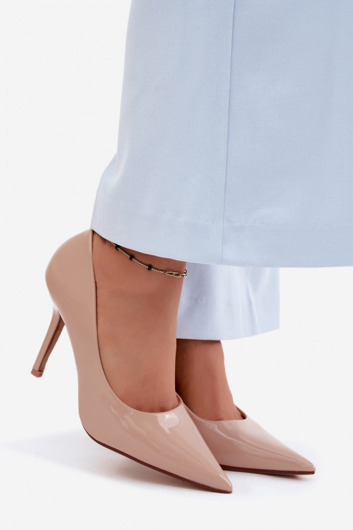 Klassikalised lakitud kõrged kontsadImitacji Skóry beeži värvi Odira