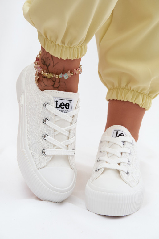 Igapäevased jalanõud pitsimotiividega ja platvormiga LEE ISLA LACE INOMEN LOIN 50261003.1FG valges värvitoonis