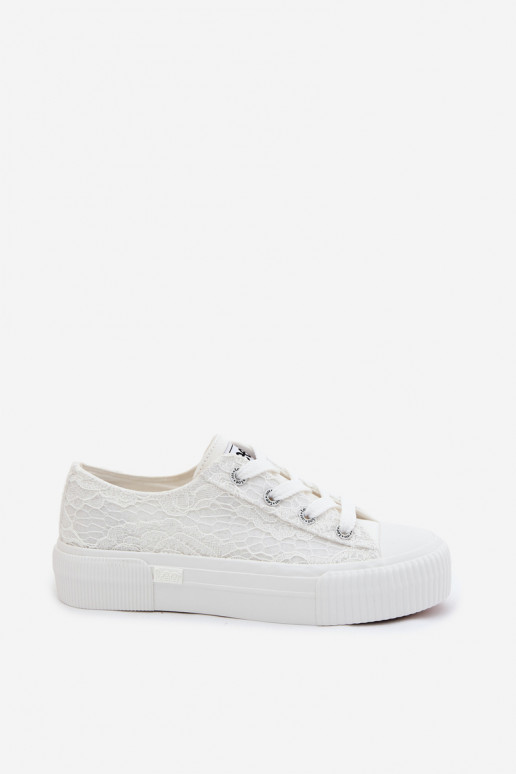 Igapäevased jalanõud pitsimotiividega ja platvormiga LEE ISLA LACE INOMEN LOIN 50261003.1FG valges värvitoonis