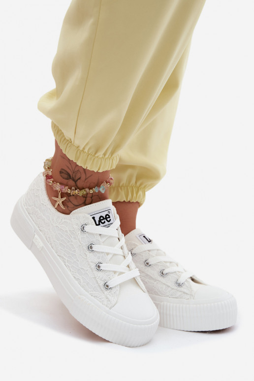 Igapäevased jalanõud pitsimotiividega ja platvormiga LEE ISLA LACE INOMEN LOIN 50261003.1FG valges värvitoonis