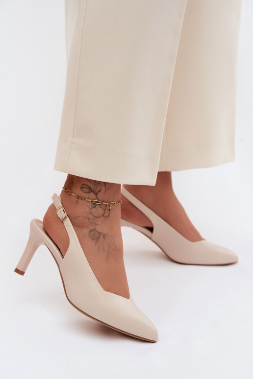 Pealistesandaalid Peal Smukłym Obcasie Sergio Leone SK158 beeži värvi