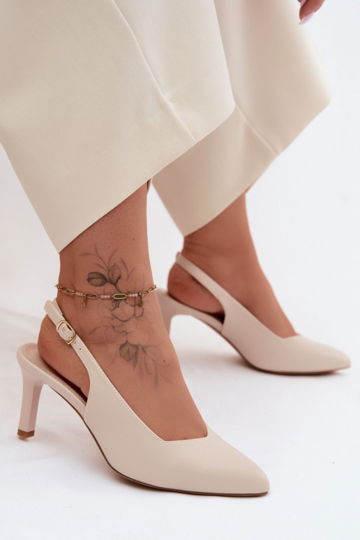 Pealistesandaalid Peal Smukłym Obcasie Sergio Leone SK158 beeži värvi