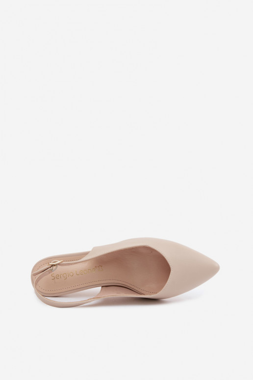 Pealistesandaalid Peal Smukłym Obcasie Sergio Leone SK158 beeži värvi