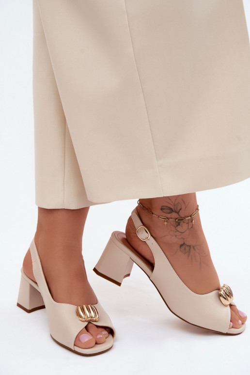 Pealistesandaalid Ze Kuldset värvim Detalem Obcas Słupek Sergio Leone SK159 beeži värvi