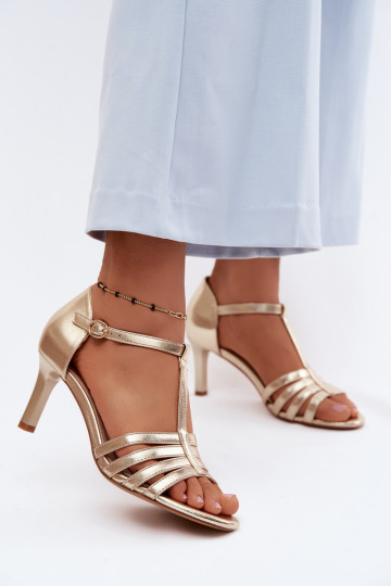 Pealistesandaalid Triipudega Peal Smukłym Obcasie Sergio Leone SK132 Kuldset värvi 2