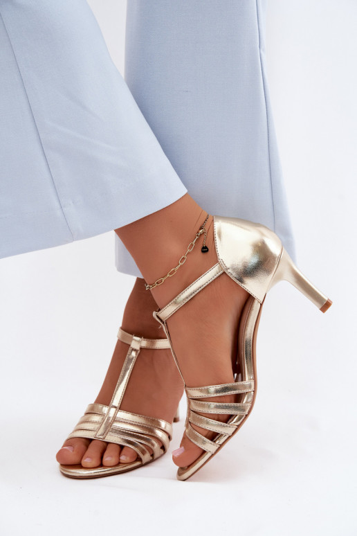 Pealistesandaalid Triipudega Peal Smukłym Obcasie Sergio Leone SK132 Kuldset värvi