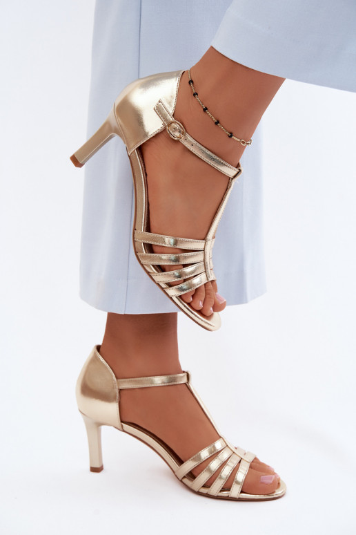 Pealistesandaalid Triipudega Peal Smukłym Obcasie Sergio Leone SK132 Kuldset värvi