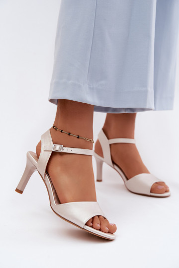 Pealistesandaalid Peal Smukłym Obcasie Sergio Leone SK347 Hõbedat värvi 2