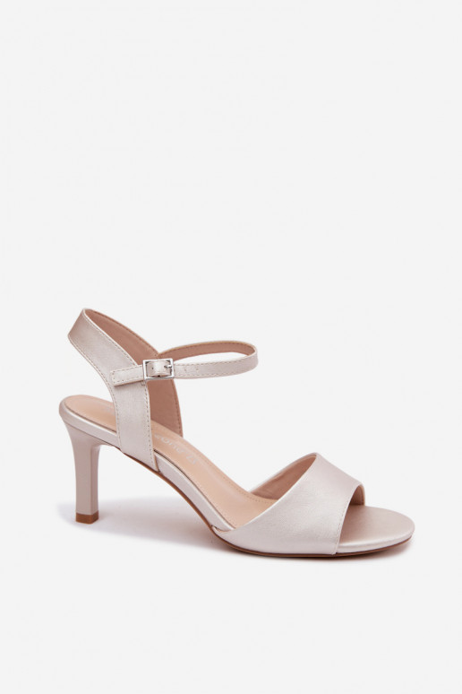 Pealistesandaalid Peal Smukłym Obcasie Sergio Leone SK347 Hõbedat värvi