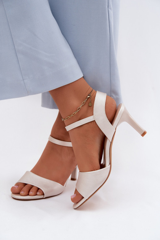 Pealistesandaalid Peal Smukłym Obcasie Sergio Leone SK347 Hõbedat värvi