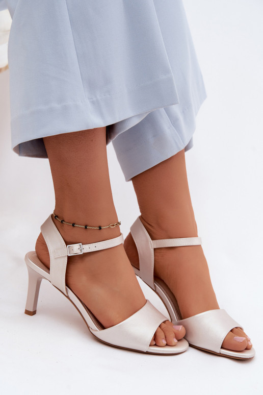 Pealistesandaalid Peal Smukłym Obcasie Sergio Leone SK347 Hõbedat värvi