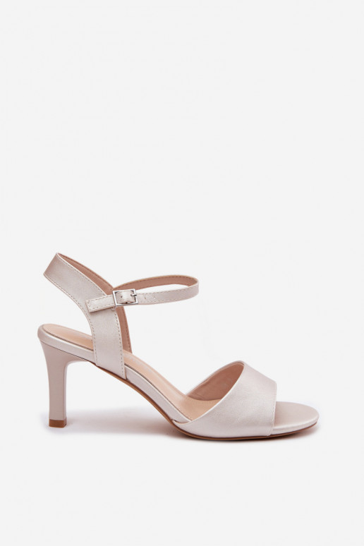 Pealistesandaalid Peal Smukłym Obcasie Sergio Leone SK347 Hõbedat värvi