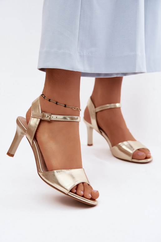 Pealistesandaalid Peal Smukłym Obcasie Sergio Leone SK347 Kuldset värvi