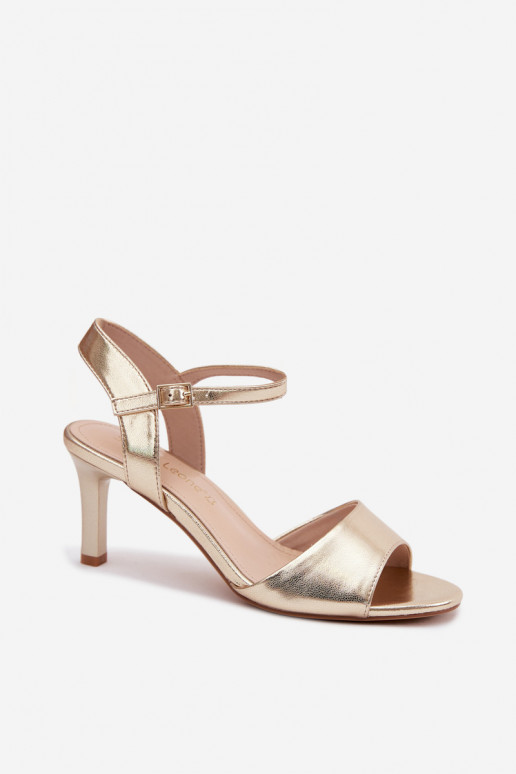 Pealistesandaalid Peal Smukłym Obcasie Sergio Leone SK347 Kuldset värvi