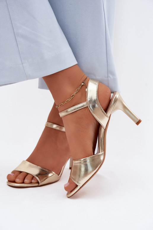 Pealistesandaalid Peal Smukłym Obcasie Sergio Leone SK347 Kuldset värvi