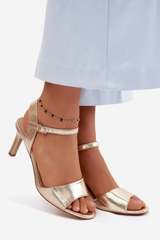 Pealistesandaalid Peal Smukłym Obcasie Sergio Leone SK347 Kuldset värvi