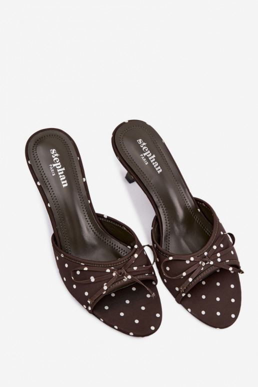 naiste plätud lipsukesega täppidega kõrge jämeda kontsaga Rohelist värvi Shinea