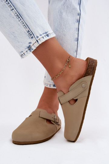 Plätud naturaalsest nahast Mule neetide ja pandlaga Zazoo 1905 Pistacjosissee 2