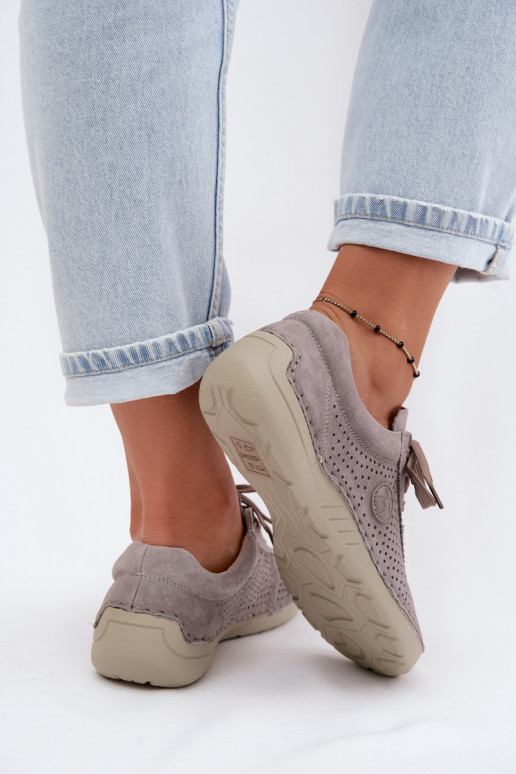 Kreemjad faux suede naiste jalanõud nööridega sandi värviga Bahia
