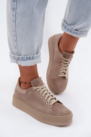 Naiste sneakers kunstnahast liivakarva platvormiga Zazoo N408S7