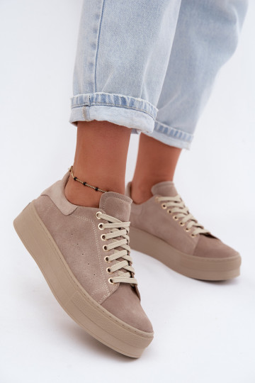 Naiste sneakers kunstnahast liivakarva platvormiga Zazoo N408S7 2