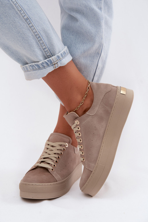 Pealhk seemisnakhsed Sneakers tüüpi jalanõud Pealiste omad platvormiga Zazoo N408S7 beeži värvi