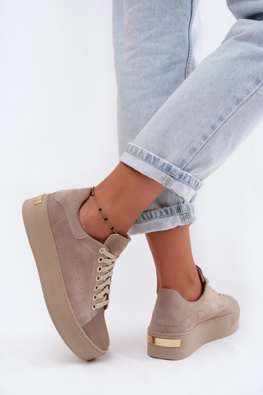 Pealhk seemisnakhsed Sneakers tüüpi jalanõud Pealiste omad platvormiga Zazoo N408S7 beeži värvi
