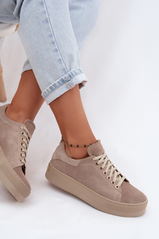 Pealhk seemisnakhsed Sneakers tüüpi jalanõud Pealiste omad platvormiga Zazoo N408S7 beeži värvi