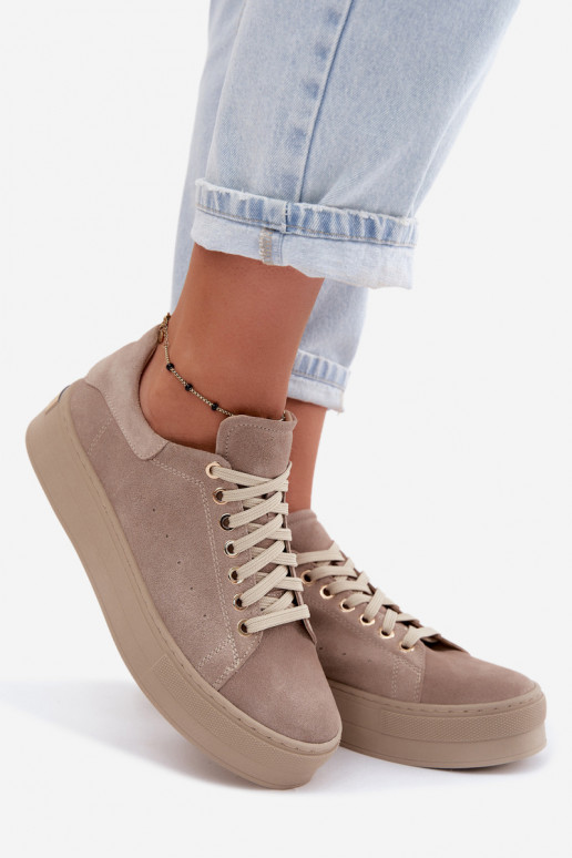 Naiste sneakers kunstnahast liivakarva platvormiga Zazoo N408S7