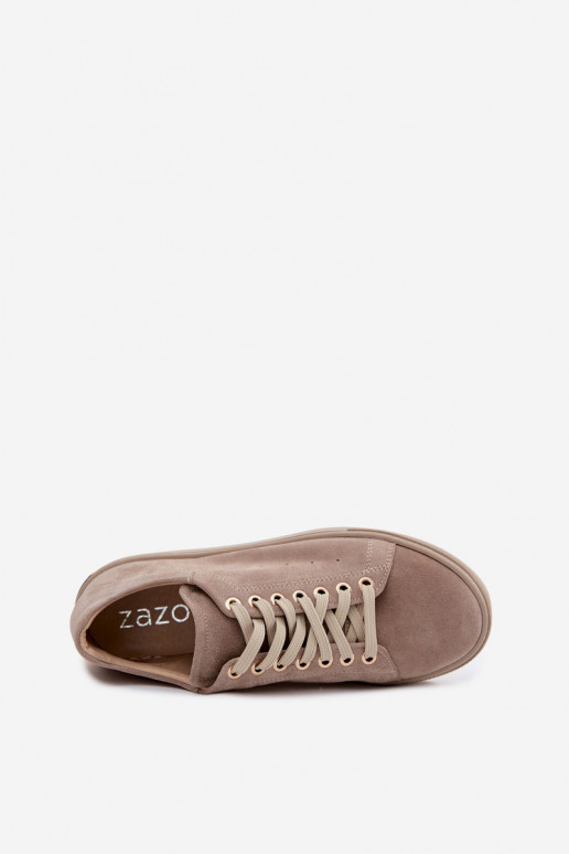 Naiste sneakers kunstnahast liivakarva platvormiga Zazoo N408S7