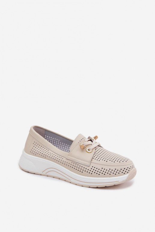Ažuurne Slip-on jalatsidPealturalnej Skóry Artiker 58C0478 beeži värvi