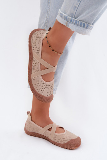 Sportlikud ballerina kingad elastsete rihmadega Artiker 58C1903 liivavärvi