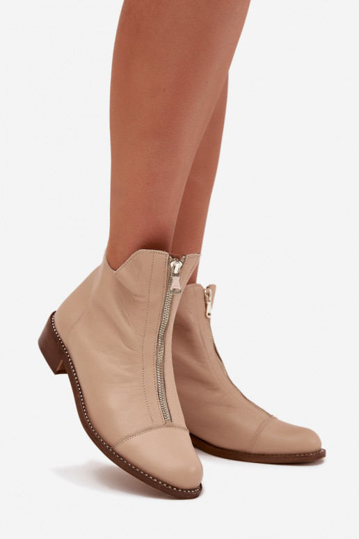 Liivakarva nahast ankle boots koos tõmblukkidega Zazoo 2785/079