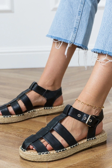Mustad suletud espadrilles sandaalid Kleona