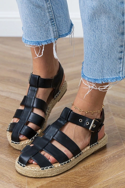 Mustad suletud espadrilles sandaalid Kleona