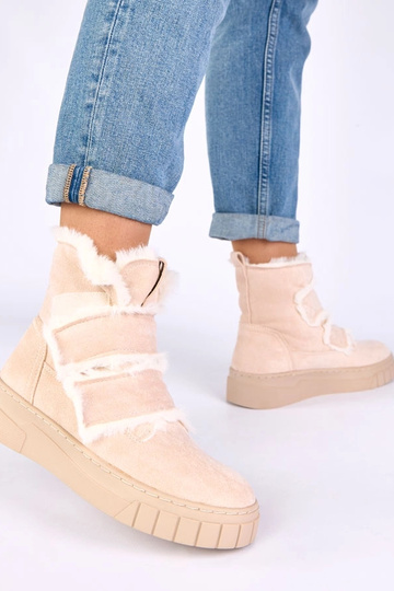 Liivakarva ankle boots, millel on klamber ja karusnahk Grace 2