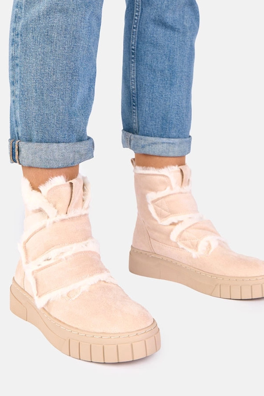 Liivakarva ankle boots, millel on klamber ja karusnahk Grace