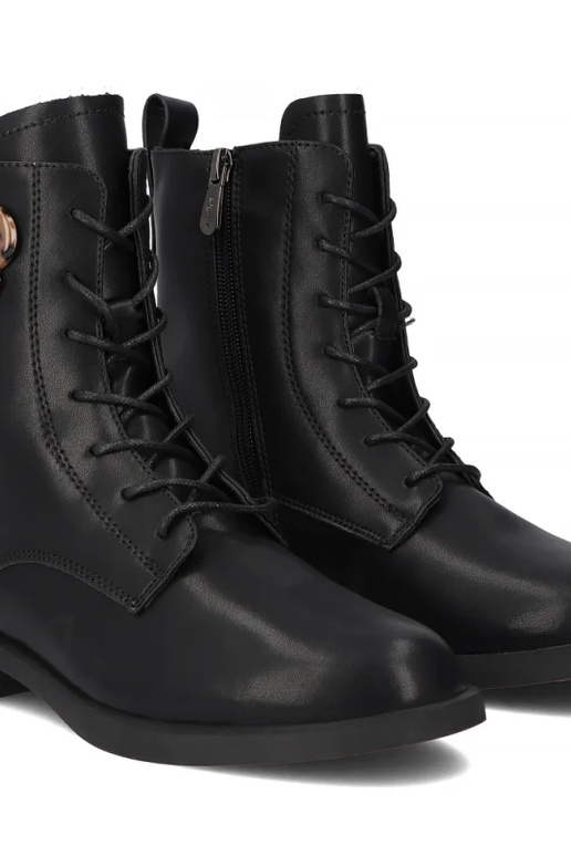 Mustad ankle boots looduslikust nahast, kaunistatud panterimustriga Ricka