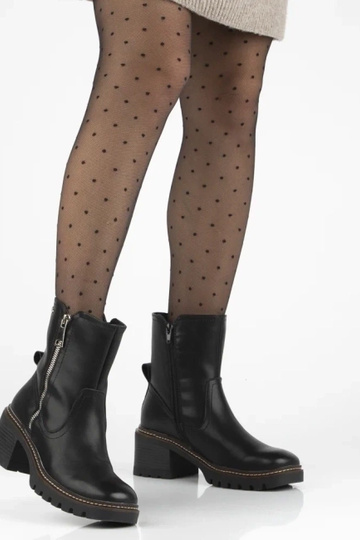 Mustad ankle boots looduslikust nahast kontsaga Brenda