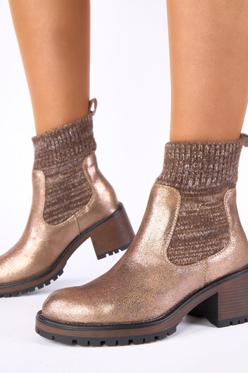 Kuldne ankle boots kontsaga ja sokitaolis varrukas Lisa 2