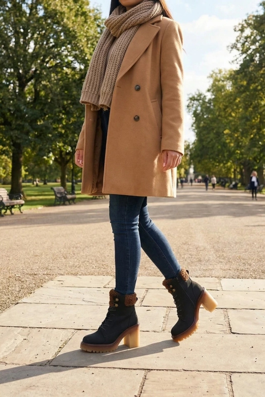 Mustad ankle boots plokk-kontsaga karvaga varrukaga Alona