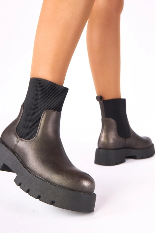 Metallilised ankle boots platvormiga elastse varrukaga Berniece