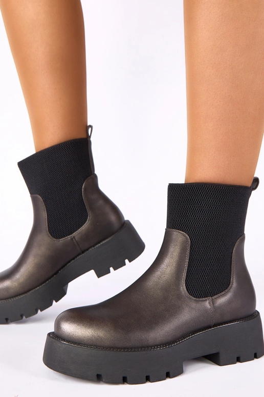 Metallilised ankle boots platvormiga elastse varrukaga Berniece