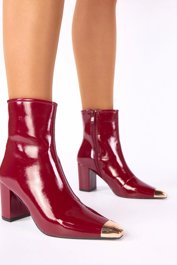 Bordo läikivad ankle boots koos kuldse varbaga Marilyn